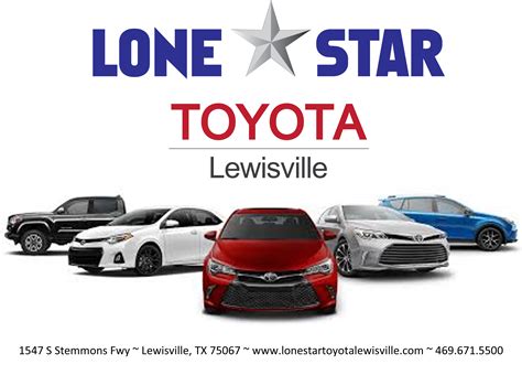 Toyota lewisville - Lone Star Toyota of Lewisville. of Lewisville, Texas - 75067. Contact Information. Hours of Operation. Special Offers. Dealer Services.